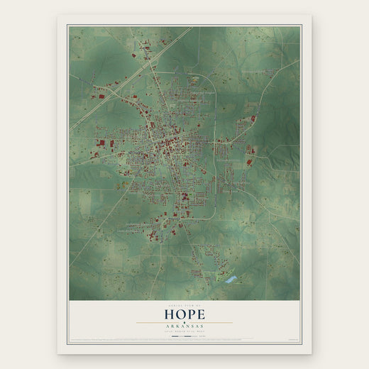 Hope, Arkansas map print, the full design