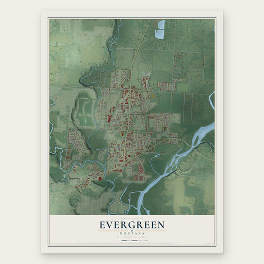 Evergreen, Montana map print, the full design