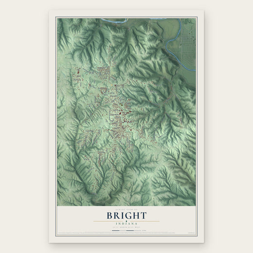 Bright, Indiana map print, the full design