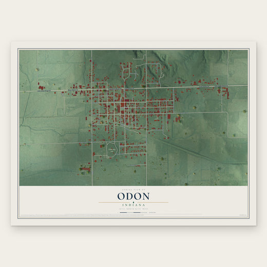 Odon, Indiana map print, the full design