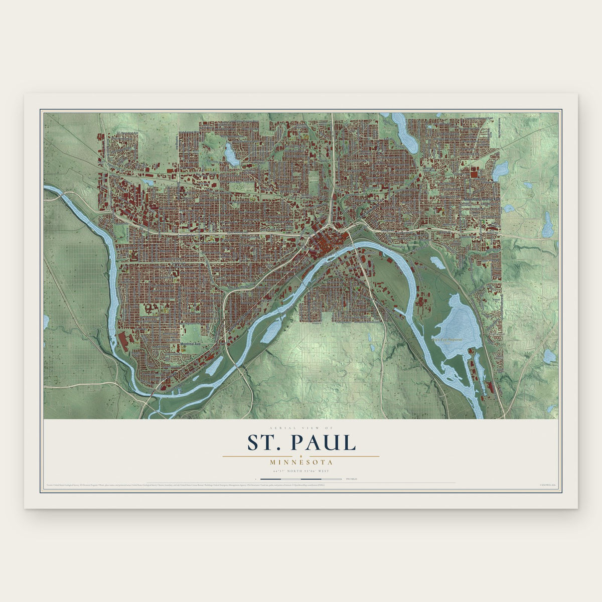 St. Paul, Minnesota map print, the full design