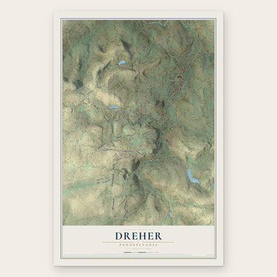 Dreher, Pennsylvania map print, the full design