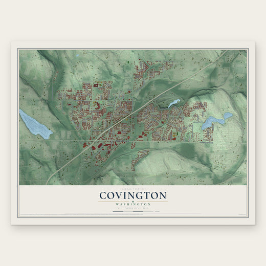 Covington, Washington map print, the full design