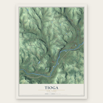 Tioga, New York map print, the full design