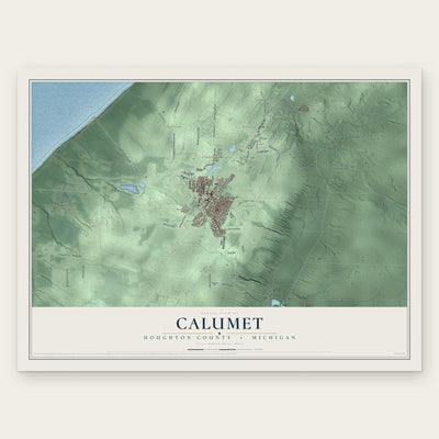 Calumet, Houghton County, Michigan map print, the full design