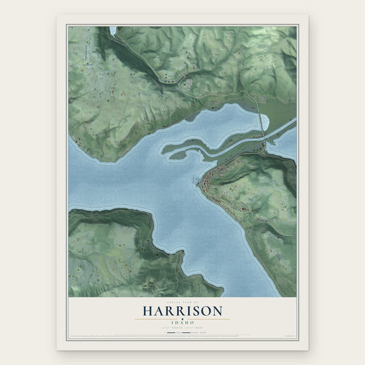 Harrison, Idaho map print, the full design