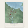 Cheboygan, Michigan map print, the full design