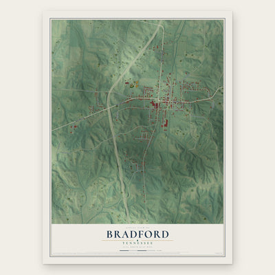 Bradford, Tennessee map print, the full design