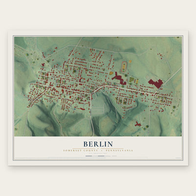 Berlin, Somerset County, Pennsylvania map print, the full design