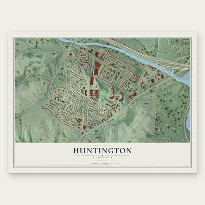 Huntington, Virginia map print, the full design