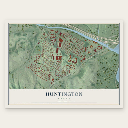 Huntington, Virginia map print, the full design