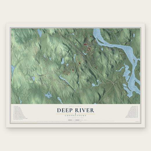 Deep River, Connecticut map print, the full design