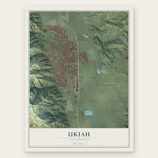 Ukiah, California map print, the full design