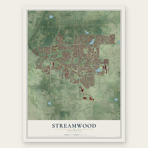 Streamwood, Illinois map print, the full design