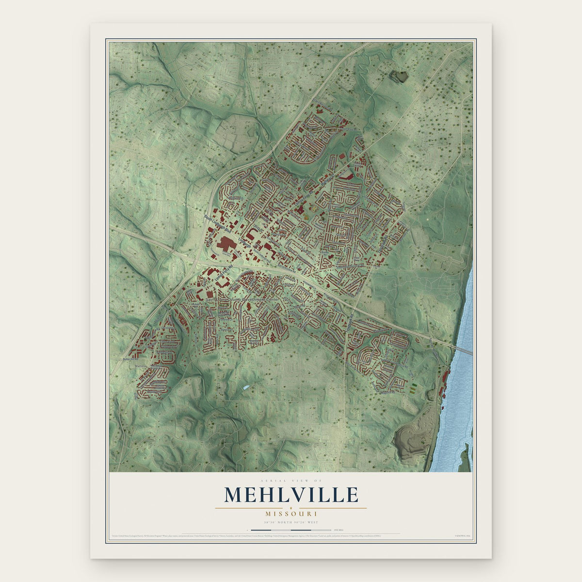 Mehlville, Missouri map print, the full design