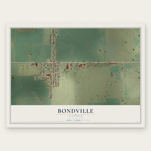 Bondville, Illinois map print, the full design