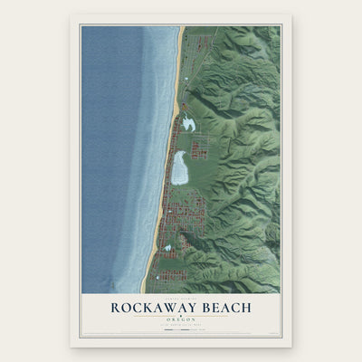 Rockaway Beach, Oregon map print, the full design
