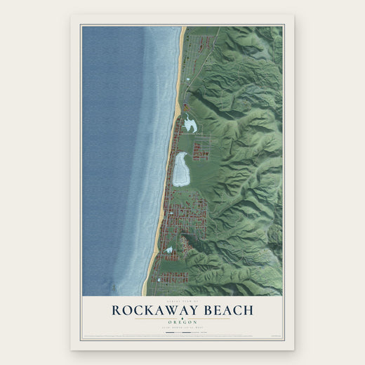Rockaway Beach, Oregon map print, the full design