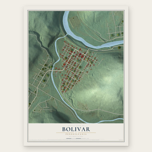 Bolivar, Pennsylvania map print, the full design