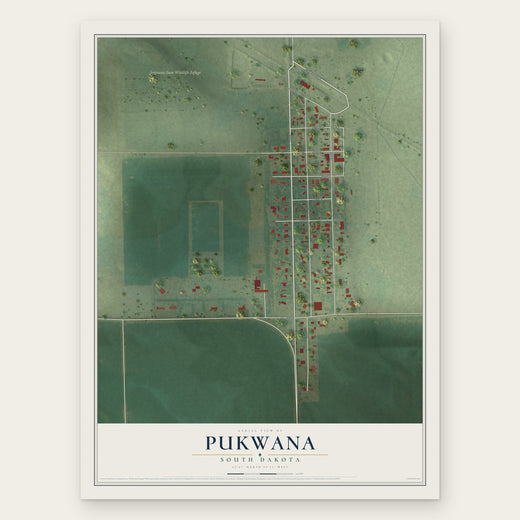 Pukwana, South Dakota map print, the full design