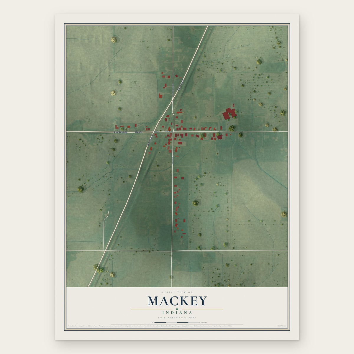 Mackey, Indiana map print, the full design