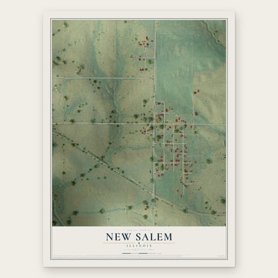 New Salem, Illinois map print, the full design