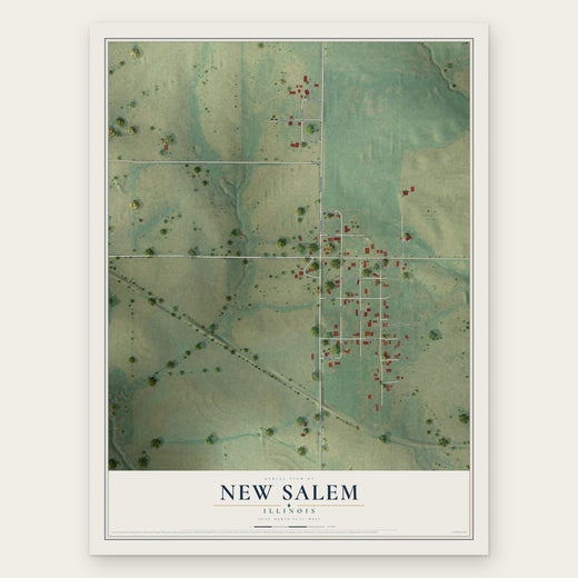 New Salem, Illinois map print, the full design