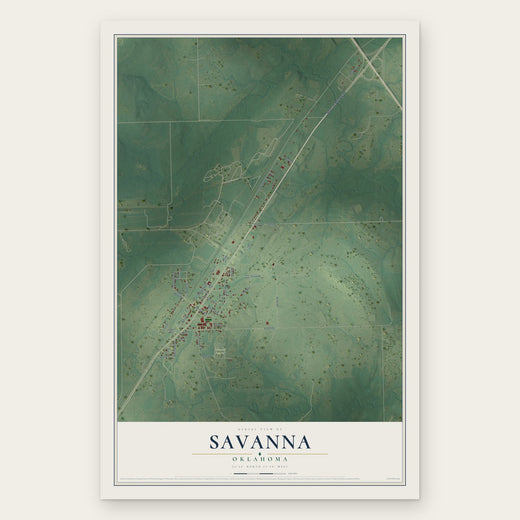Savanna, Oklahoma map print, the full design