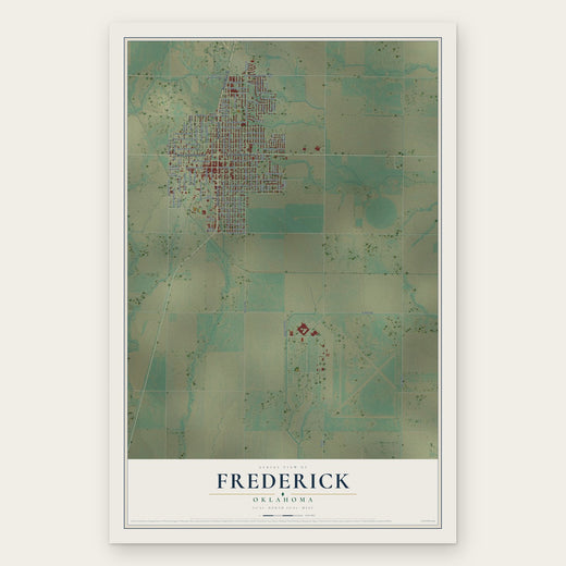 Frederick, Oklahoma map print, the full design