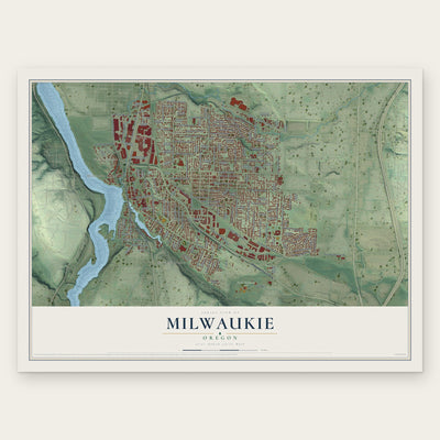 Milwaukie, Oregon map print, the full design