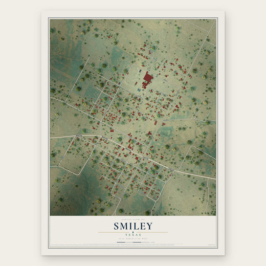 Smiley, Texas map print, the full design