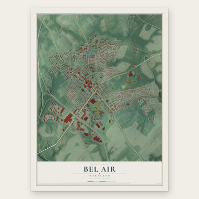 Bel Air, Maryland map print, the full design