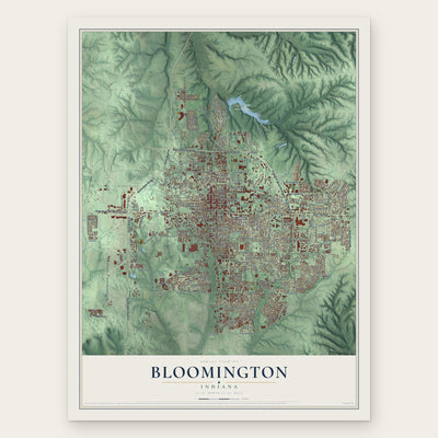 Bloomington, Indiana map print, the full design