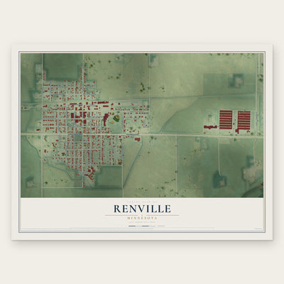 Renville, Minnesota map print, the full design