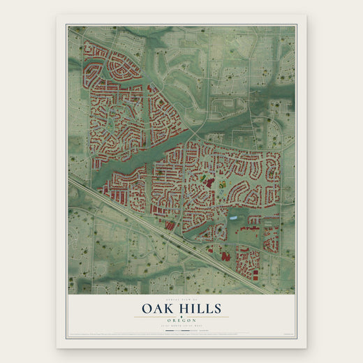 Oak Hills, Oregon map print, the full design