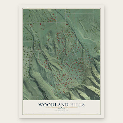 Woodland Hills, Utah map print, the full design