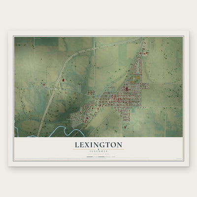 Lexington, Illinois map print, the full design
