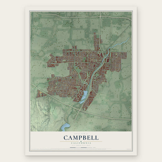 Campbell, California map print, the full design