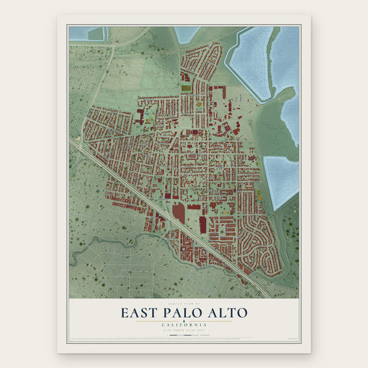 East Palo Alto, California map print, the full design