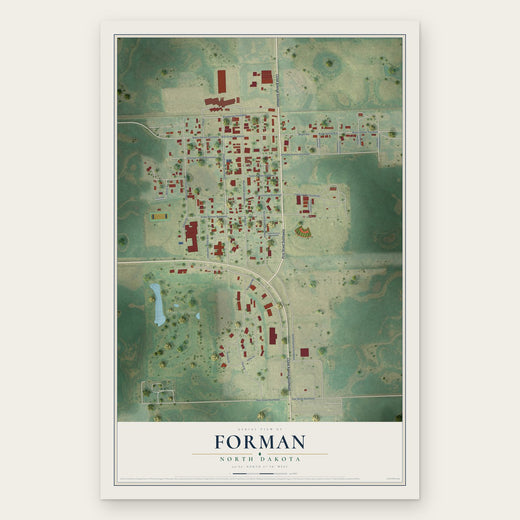 Forman, North Dakota map print, the full design