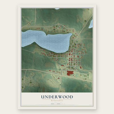 Underwood, Minnesota map print, the full design