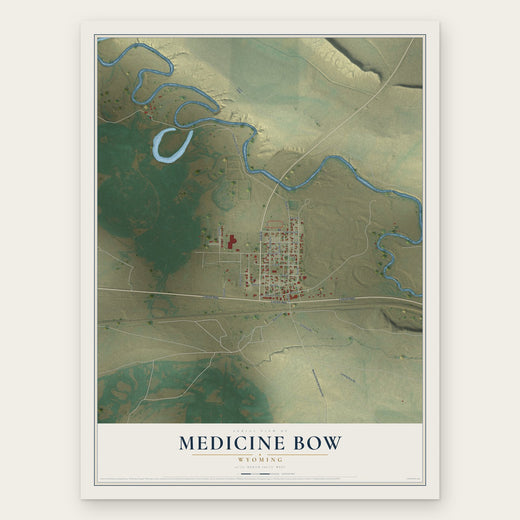 Medicine Bow, Wyoming map print, the full design