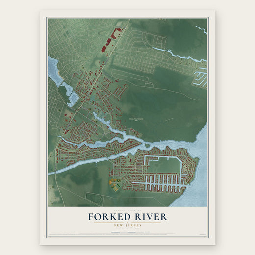 Forked River, New Jersey map print, the full design