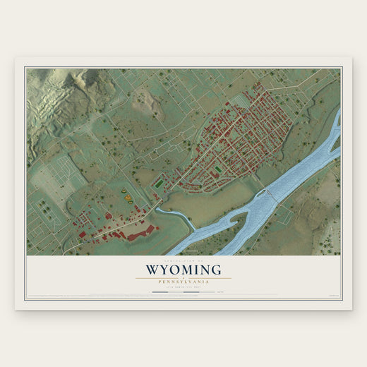 Wyoming, Pennsylvania map print, the full design