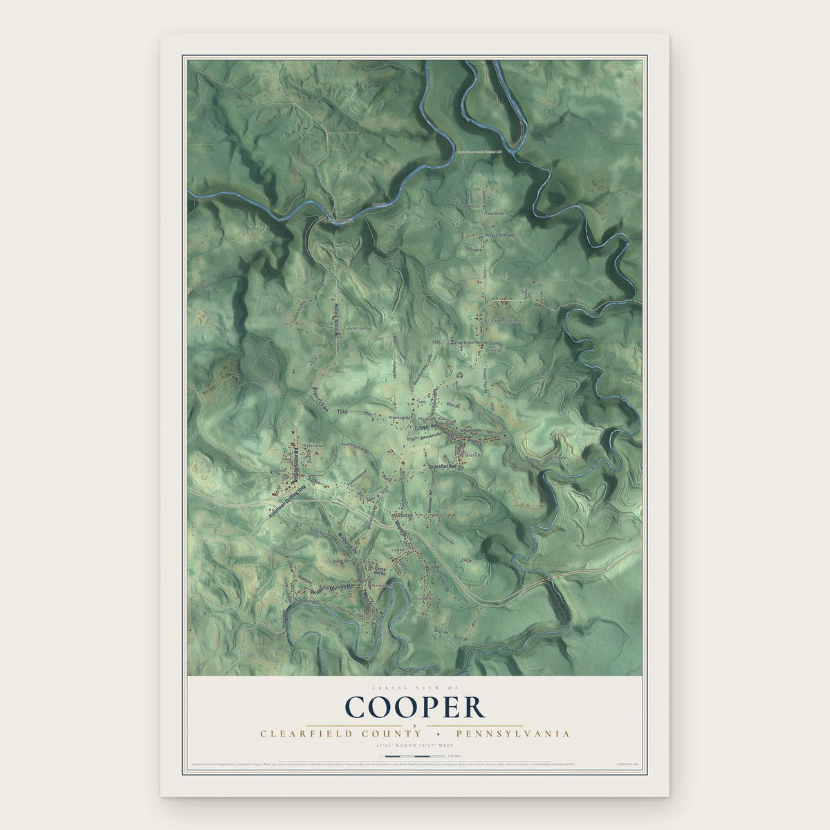 Cooper, Clearfield County, Pennsylvania map print, the full design