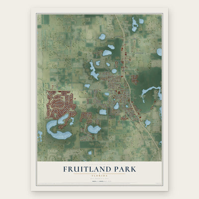 Fruitland Park, Florida map print, the full design