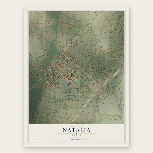 Natalia, Texas map print, the full design
