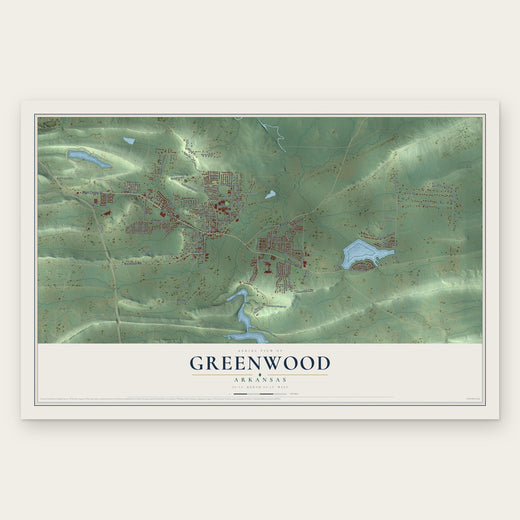 Greenwood, Arkansas map print, the full design