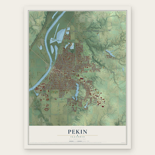 Pekin, Illinois map print, the full design