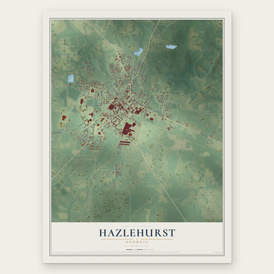 Hazlehurst, Georgia map print, the full design